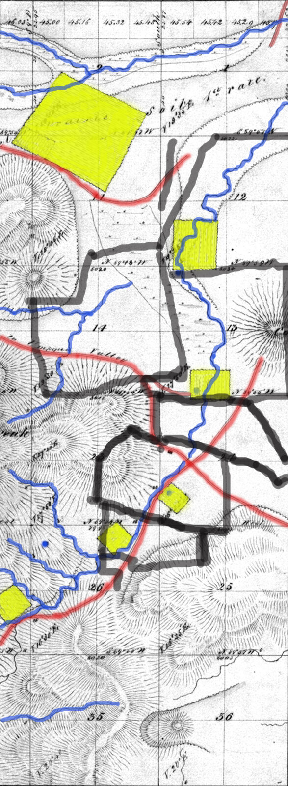 1853 government survey plat of the Soap Creek valley