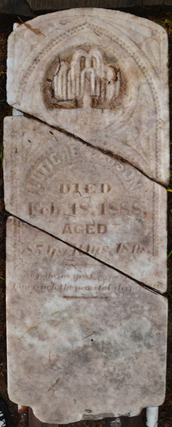 Letitia Carson's 1888 marble headstone