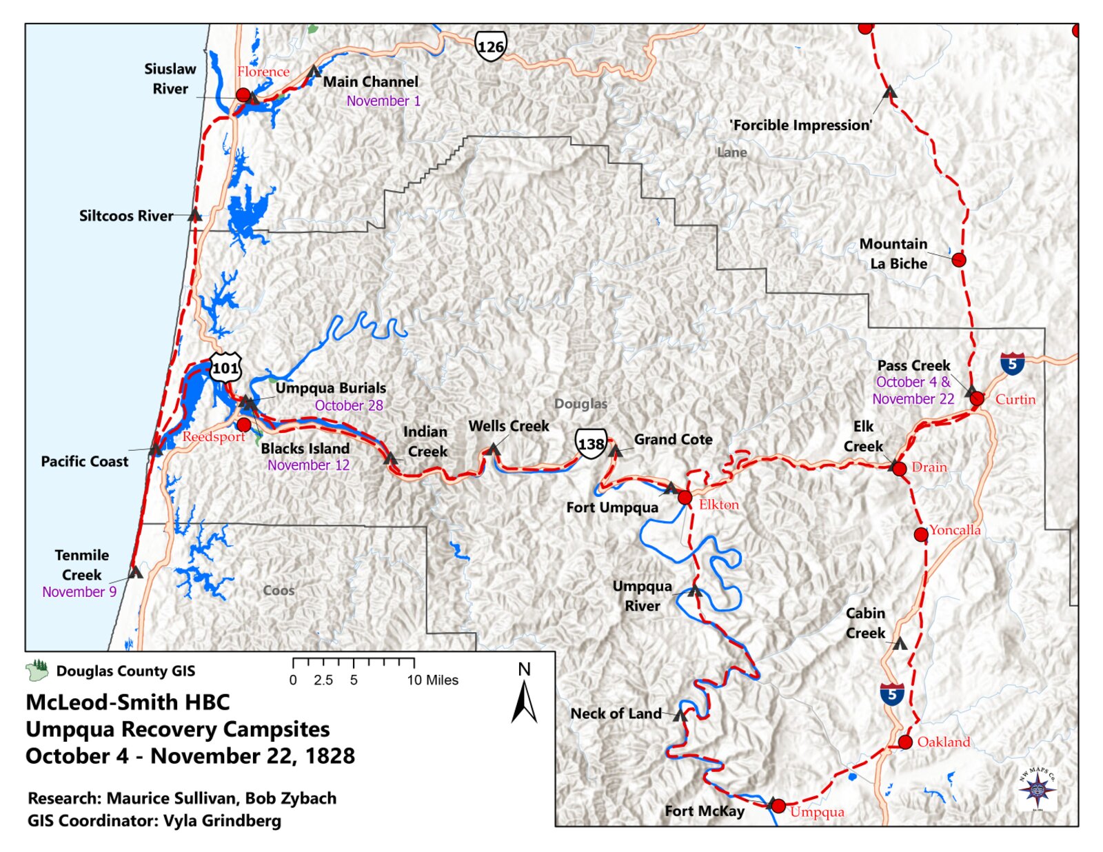 McLeod-Smith Hudson's Bay Company recovery map, October-November 1828