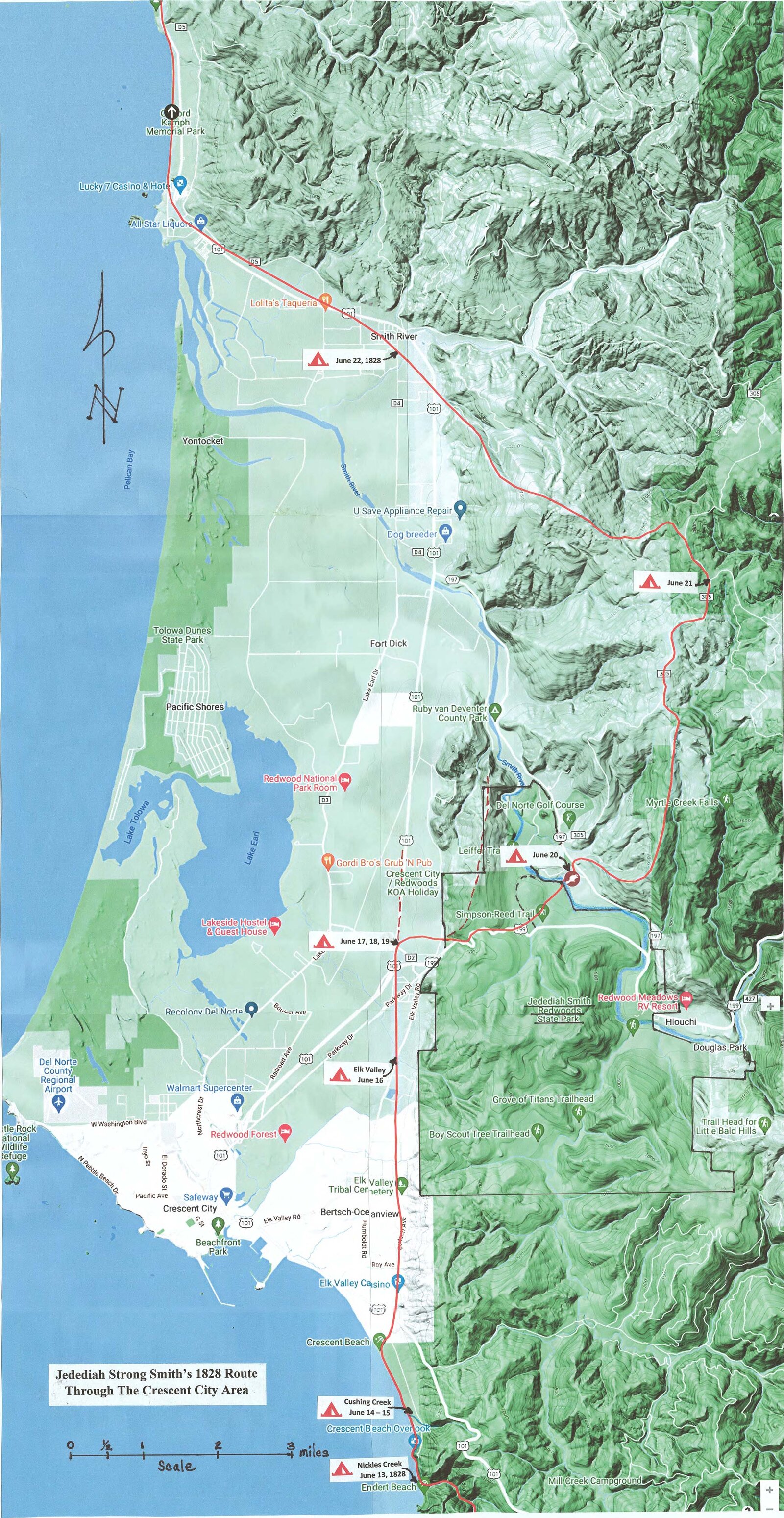 Detail route map through the Crescent City area, June 1828